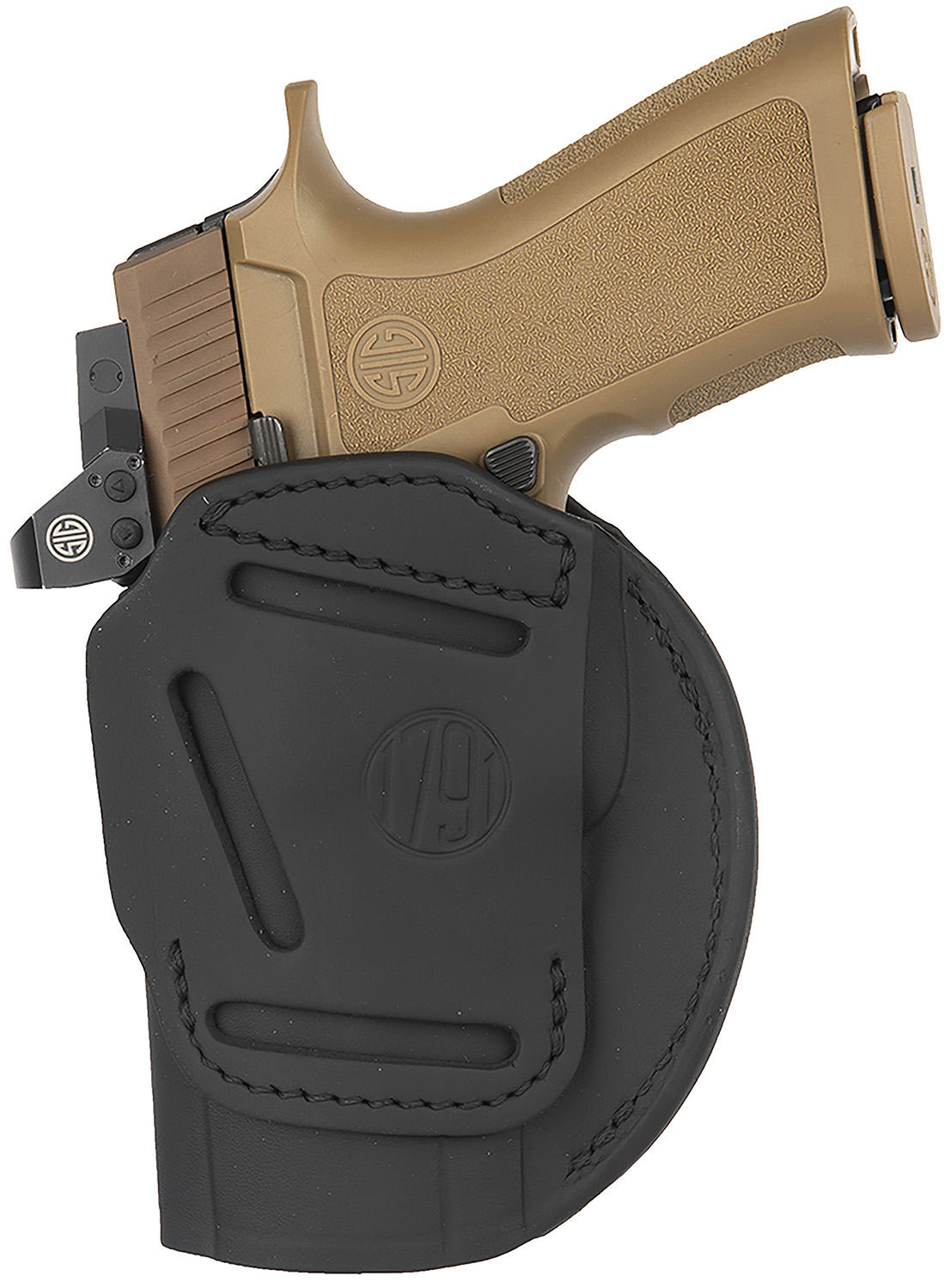 1791 Gunleather 4WH6SBLR 4-Way IWB/OWB Size 06 Black Leather Belt Clip Compatible w/ Springfield XDM/Glock 20 Right Hand