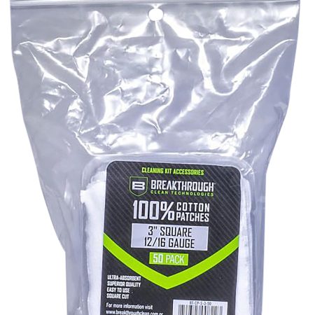 Breakthrough Clean BTCPS350 Square Cleaning Patches  100% Cotton 50 Pack For 12-16 Guage