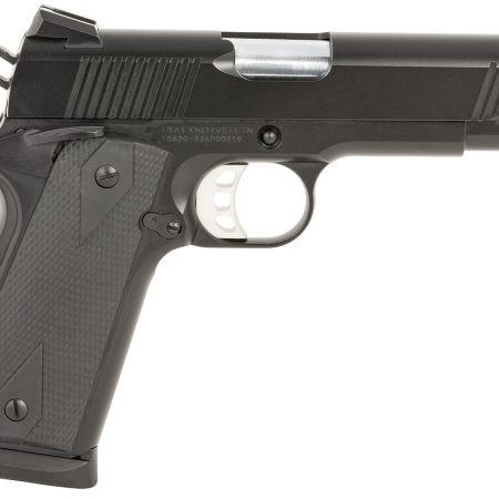 Tisas 10100119 1911 Carry B45 Compact Frame 45 ACP 8+1, 4.25" Hard Chromium Coated Steel Barrel, Black Cerakote Serrated Steel Slide, Dark Gray Cerakote Steel Frame w/Beavertail, Ambidextrous