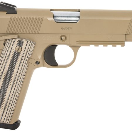 Tisas 10100505 1911 Duty 45 ACP 8+1 5" Black Steel Barrel, Flat Dark Earth Cerakote Serrated Steel Slide, Flat Dark Earth Cerakote Steel Frame w/Beavertail, Ambidextrous