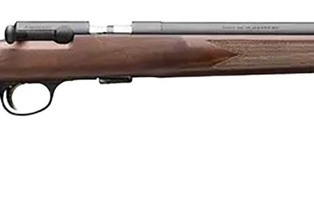 Browning 025253270 T-Bolt Target SR 17 HMR 10+1 20" Matte Blued Heavy Bull Threaded Barrel, Drilled & Tapped Matte Blued Steel Receiver, Grade I Black Walnut Target Style Fixed w/Raised Comb Stock