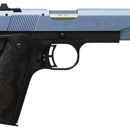Browning 051897490 1911 Black Label Full Size Frame 22 LR 10+1, 4.25" Matte Stainless Steel Barrel, Polar Blue Cerakote Serrated Slide, Matte Black Polymer Frame w/Beavertail, Black Laminate Wood Grip