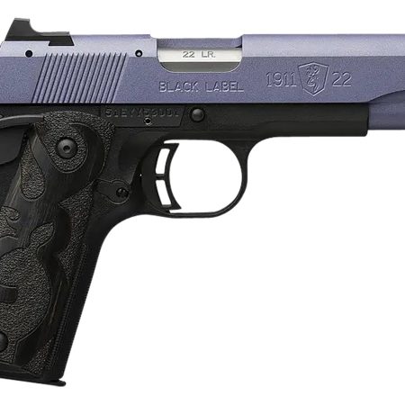 Browning 051893490 1911 Black Label Full Size Frame 22 LR 10+1, 4.25" Matte Stainless Steel Barrel, Crushed Orchid Cerakote Serrated Slide, Matte Black Polymer Frame w/Beavertail