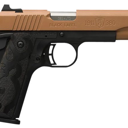 Browning 051987492 1911-380 Black Label Full Size Frame 380 ACP 8+1, 4.25" Matte Stainless Steel Barrel, Copper Cerakote Serrated Stainless Steel Slide, Matte Black Polymer Frame w/Beavertail