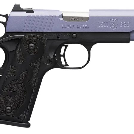 Browning 051986492 1911-380 Black Label Compact Frame 380 ACP 8+1, 3.63" Matte Stainless Steel Barrel, Crushed Orchid Cerakote Serrated Stainless Steel Slide, Matte Black Polymer Frame w/Beavertail