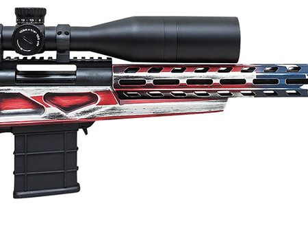 Howa HCRA72507USKMDT M1500 APC Chassis 6.5 Creedmoor 24" Blued Heavy Barrel 10+1 (3 Mags), American Flag Cerakote 6 Position Luth-AR MBA-4 w/Aluminum Chassis Stock, Includes Bipod and Grips