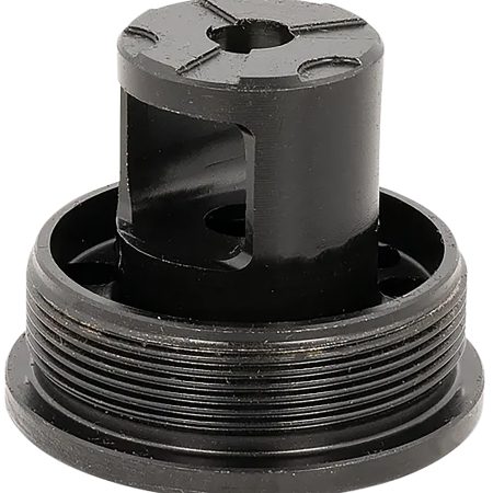 ADVANCED ARMAMENT COMPANY 65011 Flange Indexing Direct-Thread Adapter  5/8"-24 tpi, Muzzle Brake Design, 1-3/8"-24 tpi Socket