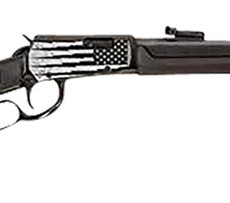 Rossi RL22181SYEN18 Rio Bravo  Full Size 22 LR 15+1, 18" Polished Black Steel Barrel, Polished Black w/Lighting US Flag Engraving Steel Receiver, Black Stock, Right Hand