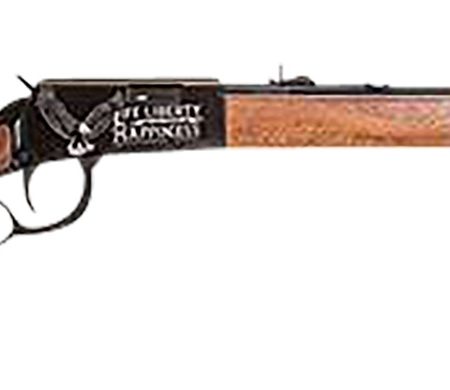 Rossi RL22W201WDEN19 Rio Bravo  Full Size, Lever Action 22 WMR 12+1, 20" Polished Black Steel Barrel, Polished Black w/July 4 Eagle Engraving Steel Receiver, German Fixed Beechwood Stock, Right Hand