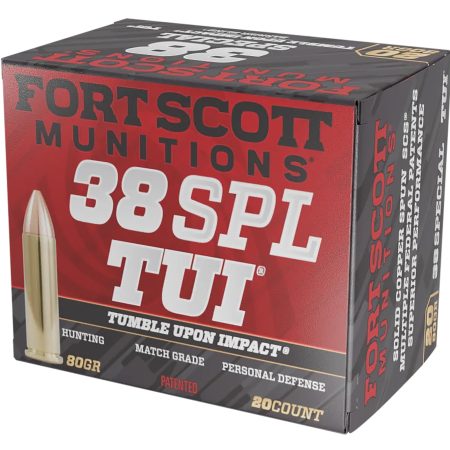 Fort Scott Munitions 38SPL080SCV Tumble Upon Impact (TUI)  38Special+P 80gr Solid Copper Spun 20 Per Box/25 Case