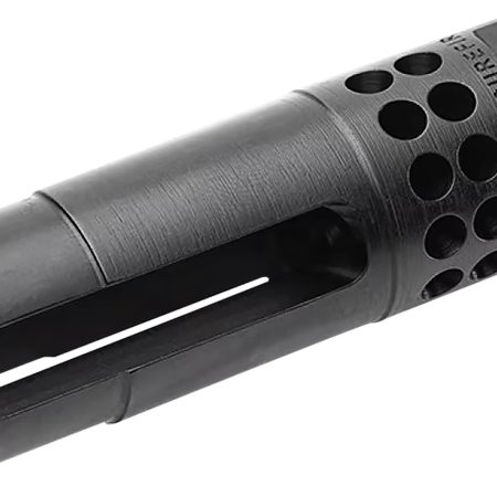 SureFire WARCOMPSPORT7625824 Warcomp Sport Flash Hider 30 Cal (7.62mm NATO) 5/8"-24 tpi, Open Tine 3-Prong, Ported Black Stainless Steel for AR/M4 Platform