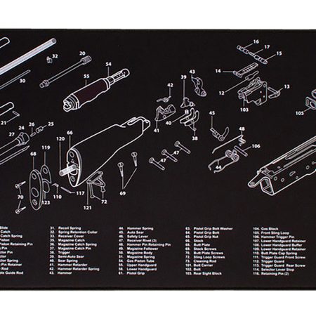 TekMat TEKR36AK47 AK-47 Cleaning Mat Black/White Rubber 12"x36" AK-47 Parts Diagram