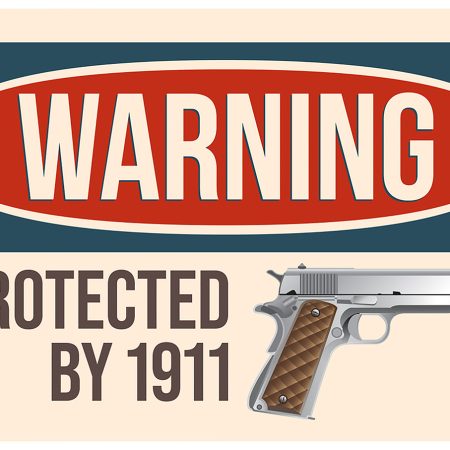 TekMat TEK42WARNING1911 Warning Protected By 1911 Door Mat Multi-Color Rubber 25"x42"