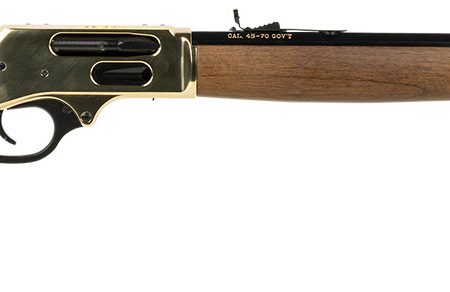 Henry H010BG Side Gate  45-70 Gov 4+1 22" Blued Octagon Barrel, Polished Brass Hardened Rec, American Walnut Stock Furniture, Large Loop Lever, Adj. Sight