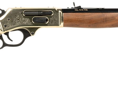 Henry H009BGWL Wildlife  30-30 Win 5+1 20" Blued Octagon, Polished Brass Engraved Rec, American Walnut Furniture, Adj. Brass Buckhorn Sight