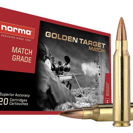 Norma Ammunition 2423552 Dedicated Precision Golden Target Match 223Rem 77gr Hollow Point Boat Tail 20 Per Box/10 Case