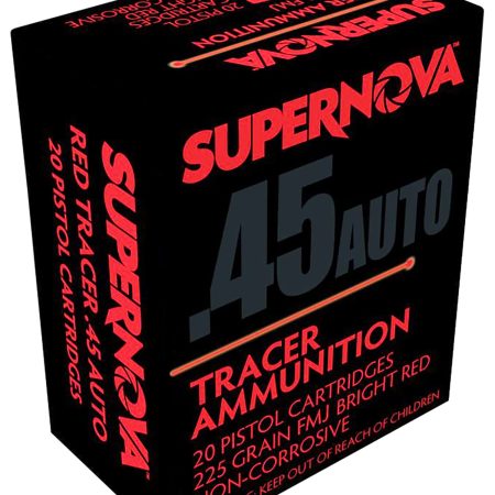 Supernova PMSN45ACR Red Tracer Non Corrosive 45 ACP 225 gr Full Metal Jacket 20 Per Box/ 50 Cs