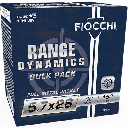 Fiocchi 57FMJ40 Range Dynamics  5.7x28mm 40gr Full Metal Jacket 150 Per Box/3 Case *Bulk