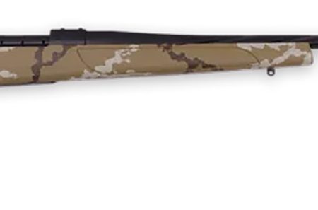 Weatherby VHH222RR6B Vanguard Outfitter 22-250 Rem 5+1 24" Threaded/Spiral Fluted, Graphite Black Barrel/Rec, Tan with Brown & White Sponge Synthetic Stock, Accubrake Muzzle Brake, Adj. Trigger