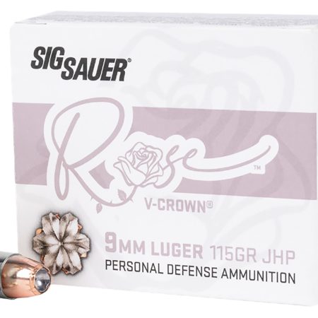 Sig Sauer E9MMA1ROSE20 Rose  9mm Luger 115gr V-Crown Jacketed Hollow Point 20 Per Box/10 Case