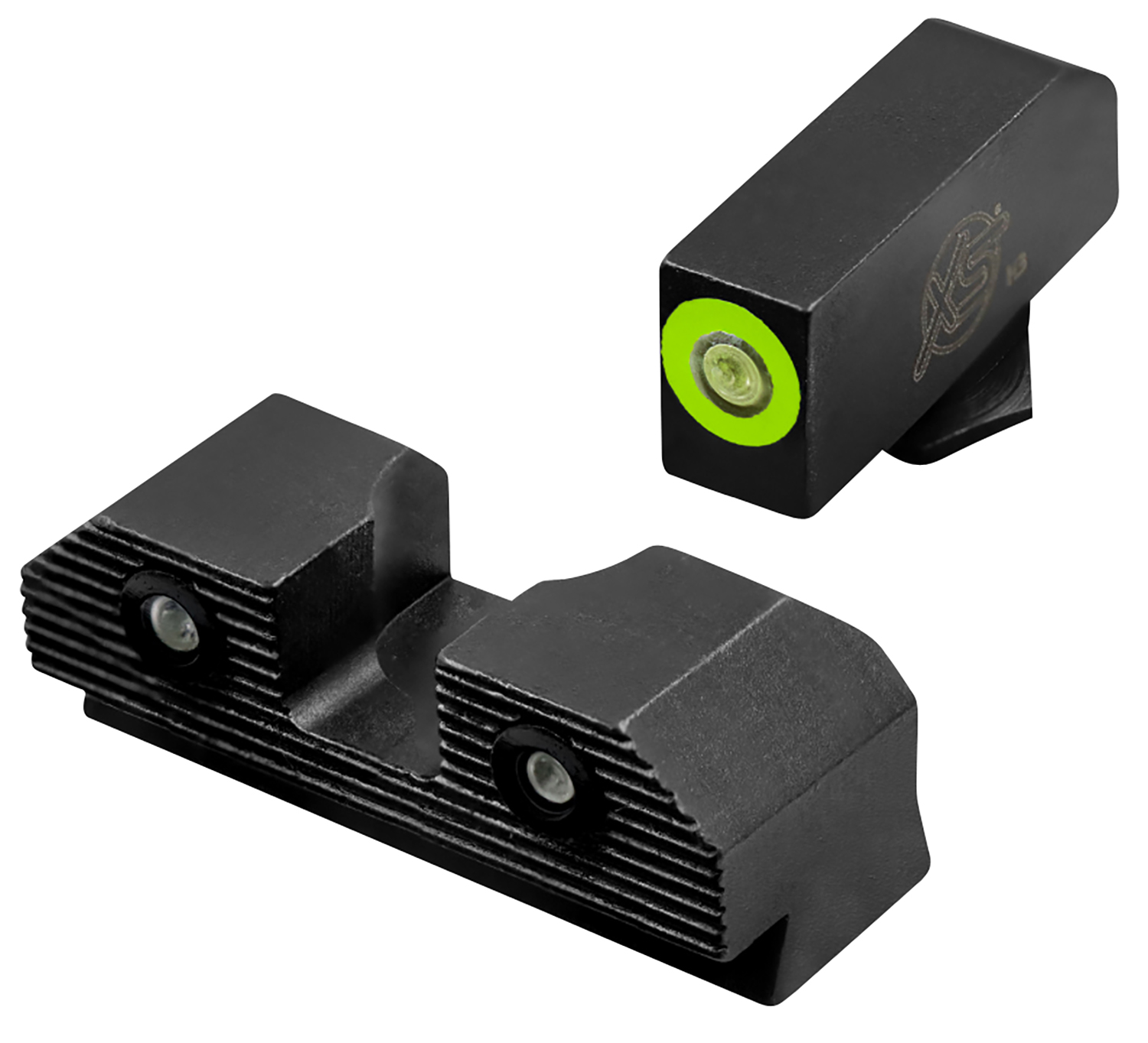 XS Sights GLR201P6G R3D 2.0 Night Sights fits Glock Black | Green Tritium Green Outline Front Sight Green Tritium Rear Sight
