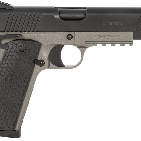 Girsan 392062 MC1911 S Untouchable Full Size 45 ACP 8+1 5" Black Steel Barrel, Black Serrated Steel Slide, Stainless Frame w/Beavertail & Picatinny Rail, Black Polymer Grip