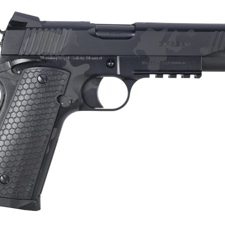 Girsan 392068 MC1911 S Untouchable Full Size 45 ACP 8+1 5" Black Steel Barrel, Black Camo Serrated Steel Slide & Frame w/Beavertail & Picatinny Rail, Black Polymer Grip