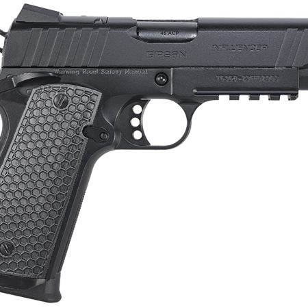 EAA GIRSAN 391044 MC1911 C Influencer Compact 45 ACP 8+1 4.40" Blued Steel Barrel, Black Cerakote Optic Ready/Serrated Steel Slide & Frame w/Picatinny Rail & Beavertail, Black Polymer Grip