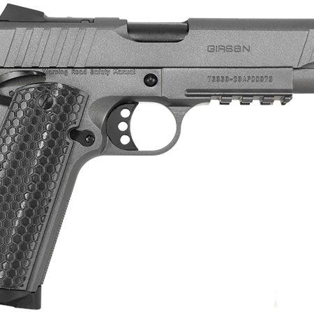 Girsan 391149 MC1911 S Influencer Full Size 38 Super 9+1 5" Black Steel Barrel, Tungsten Gray Cerakote Optic Ready/Serrated Steel Slide & Frame w/Picatinny Rail & Beavertail, Gray Polymer Grip