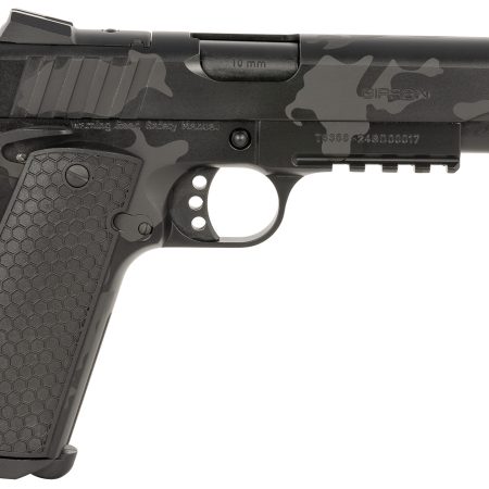 Girsan 391158 MC1911 S Influencer Full Size 10mm Auto 9+1 5" Black Steel Barrel, Black Camo Optic Ready/Serrated Steel Slide & Frame w/Picatinny Rail & Beavertail, Black Polymer Grip