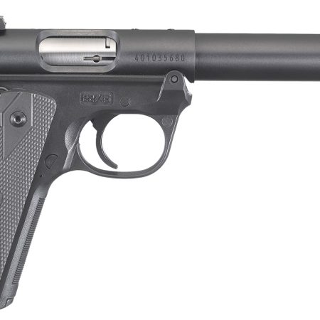 Ruger  Mark IV 22/45 22 LR 10+1, 5.50" Stainless Bull Barrel, Blued Drilled & Tapped Steel Receiver & Polymer Frame,  Black Checkered Polymer Grip Ambidextrous