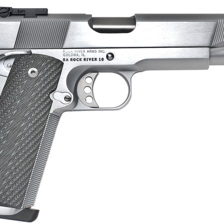 Rock River Arms PS2400 PS2400 Limited Match 45 ACP 7+1 5" Stainless National Match Barrel, Brushed Chrome Steel Serrated Slide, Brushed Chrome Steel Frame w/Beavertail, Black G10 Grip, Ambidextrous