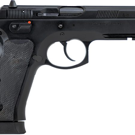 CZ-USA 89352 CZ 75 SP-01 Full Size Frame 9mm Luger 19+1 4.60" Black Steel Barrel, Black Steel Serrated Slide, Black Polycoat Steel Frame w/Beavertail & Picatinny Rail, Black Rubber Grip, Right Hand