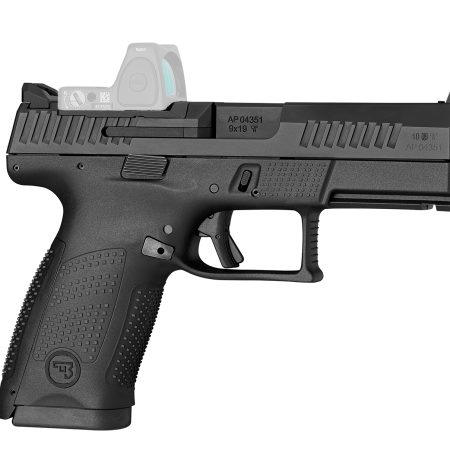 CZ-USA 01536 P-10 C  Compact Frame 9mm Luger 10+1 4.02" Black Carbon Steel Barrel, Black Nitride Optic Ready/Serrated Steel Slide, Black Polymer Frame w/Picatinny Rail, Interchangeable Backstrap Grip