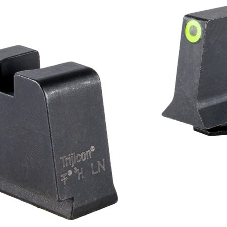 Trijicon GL243C601147 Suppressor/Optic Height Sights  Green/Tritium Yellow Outline Front Sight-Black/Blank Rear Sight Glock 42/43/43X Slim Frame