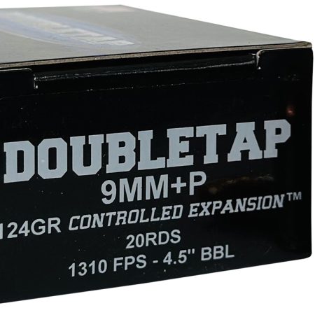 DoubleTap Ammunition 9MM124HP20   9mm+P 124gr Controlled Expansion JHP 20 Per Box/50 Case