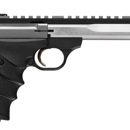 Browning 051589490 Buck Mark Contour SR 22 LR 10+1 5.63" 5.90" Stainless Steel Threaded Barrel, Stainless Serrated Slide, Aluminum Frame, Picatinny Rail, Black URX Grip