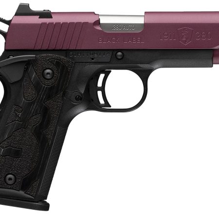 Browning 051995492 1911-380 Black Label Compact Frame 380 ACP 8+1 3.63" Matte Stainless Steel Barrel, Black Cherry Cerakote Serrated Steel Slide, Matte Black Polymer Frame w/Beavertail