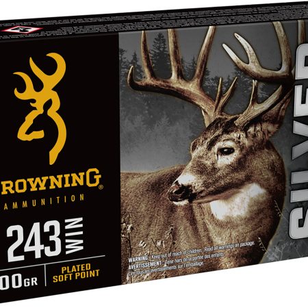 Browning Ammo B192602431  Silver 243Win 100gr Plated Soft Point 20 Per Box/10 Case