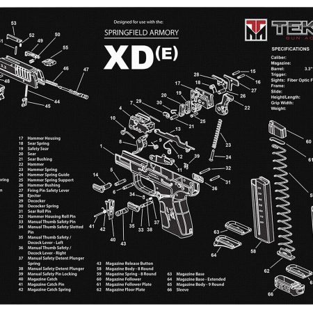 TekMat TEKR17XDE Springfield Armory XDe Cleaning Mat Black/White Rubber 11"x17" Springfield Armory XDe