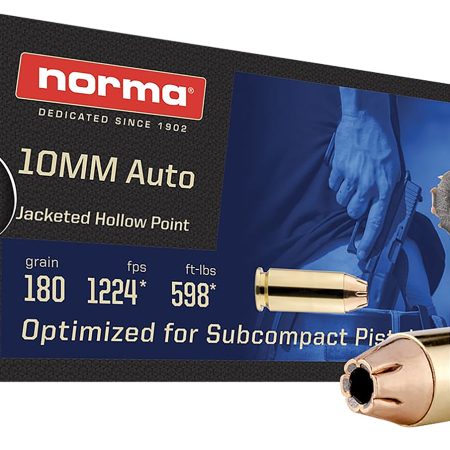 Norma Ammunition 801109265   10mm 180gr Jacketed Hollow Point 50 Per Box/20 Case