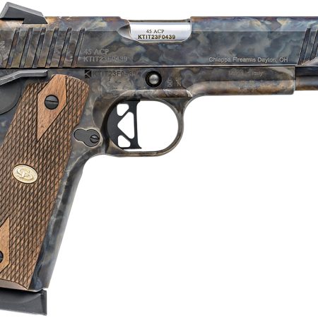 Charles Daly 440.181 1911 Superior Grade Full Size Frame 45 ACP 8+1 5" Stainless Steel Barrel, Color Case Serrated Steel Slide & Steel w/Beavertail Frame, Checkered Walnut Grips