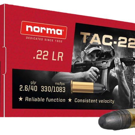 Norma Ammunition 2425092 Tac  22LR 40gr Lead Round Nose 50 Per Box/100 Case