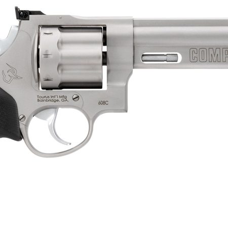 Taurus 2-608069CMP 608 Competition 357 Mag/38 Special +P 8rd 6" Matte Stainless Steel Barrel, Cylinder & Frame, Black Finger Grooved Grip, Transfer Bar Safety, Exposed Hammer