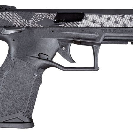 Taurus 1-TX2214110US1 TX22  Full Size Frame 22 LR 10+1 4.10" Matte Black Alloy Steel Barrel, Matte Black w/Stars & Stripes Serrated Slide, Black Polymer Frame w/Picatinny Rail, Textured Grip