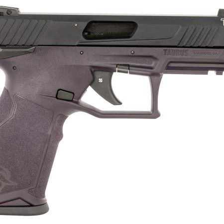Taurus 1-TX22141P10 TX22  Full Size Frame 22 LR 10+1 4.10" Matte Black Threaded Barrel, Matte Black Alloy Steel Serrated Slide, Purple Wine Polymer Frame w/Picatinny Rail, Textured Grip