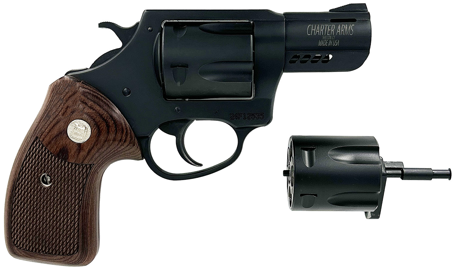 Charter Arms 13920 Mag Pug & Pitbull 38 Special 357 Mag 9mm 5 Shot 2.2" Black Passivate Classic Walnut Wood Grip