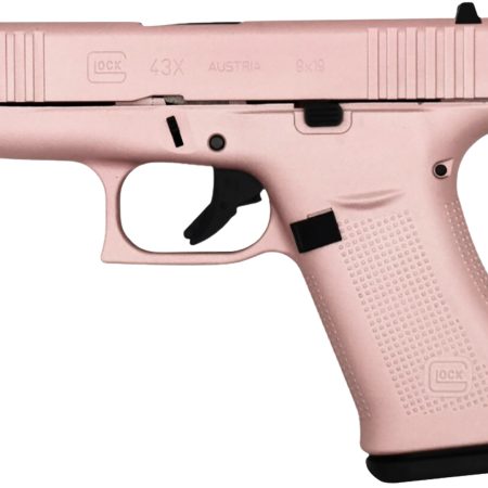 Glock PX4350204RGPCT G43X  Slim Sub-Compact Frame 9mm Luger 10+1 3.41" Black GMB Barrel, Rose Gold Cerakote Steel Serrated Slide & Polymer Frame w/Beavertail, Textured Polymer Grip, Ambidextrous