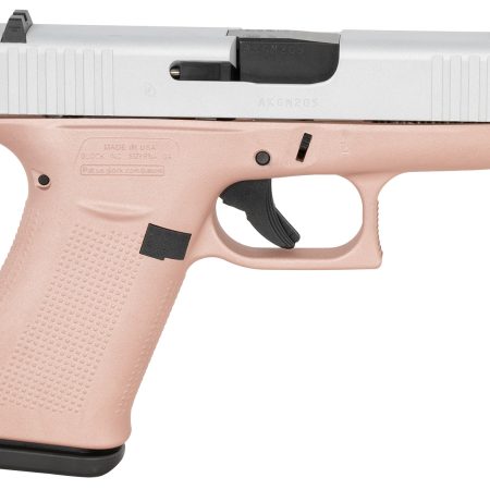 Glock UX4350204RGFCSS G43  Slim Sub-Compact Frame 9mm Luger 10+1 3.41" Black GMB Barrel, Crushed Silver Serrated Steel Slide, Rose Gold Polymer Frame w/Beavertail, Textured Polymer Grip, Ambidextrous