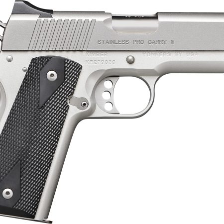 Kimber Mfg.,inc 3200052CA Stainless Pro Carry II (CA) 45 ACP 7+1 4" Stainless Steel Slide Satin Silver Black Synthetic Double Diamond Checkering Grip